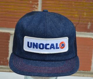 Vintage Unocal 76 Denim Mesh Snapback Hat Cap K Brand K Products Usa