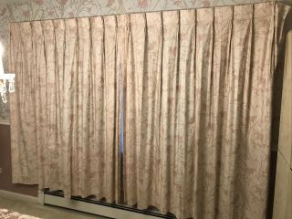 1 Pair Vintage Custom Made Lined Pinch Pleat Drapes 120 " Wide X 76 1/2 " Long
