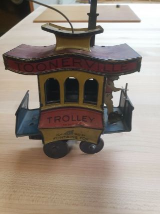 Vintage Antique Tin Toonerville Trolley Wind - Up Fontaine Fox 1922