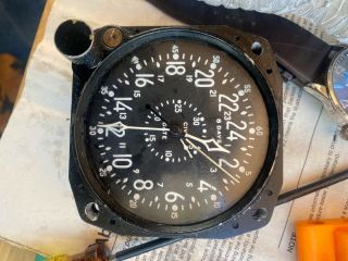 Vintage Waltham Cdia Military 8 - Day Aircraft Clock Us Navy Cockpit Clock Running