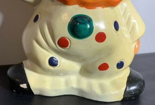 Vtg Large Cute Clown W/Red Hat Ceramic Coin Bank Circus Style Unmarked 3