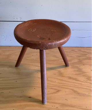 Vintage Mid Century French Oak Charlotte Perriand Style Stool