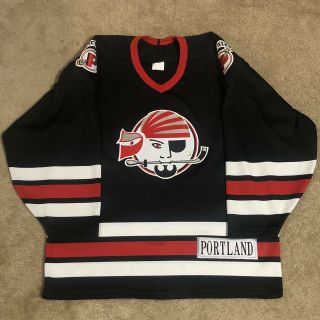 Ccm Portland Pirates Ahl Hockey Jersey Vintage 1990 90s Minors Black Away L