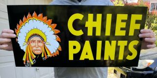 Vintage Chief Paints Tin/metal Sign Double Sided