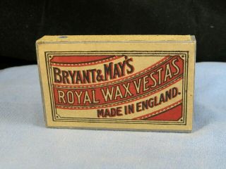 Antique Match Box Matchbox Bryant & May Royal Wax Vestas Vintage May 