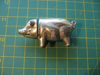 Vintage Antique Figural Match Safe Pig Old Early Sterling Silver?