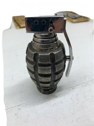 Vintage Hand Grenade Table Top Cigarette Lighter By Prince /working