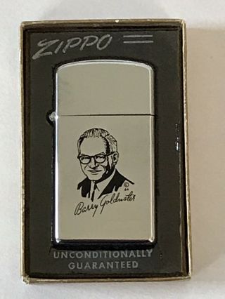 Vintage Barry Goldwater Zippo Lighter 1964 Usa Presidential Campaign