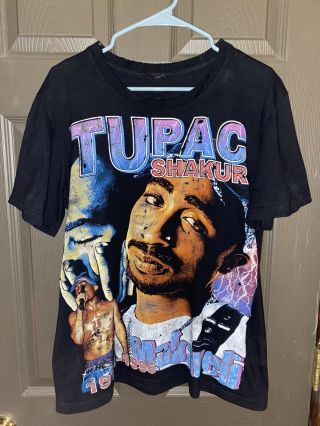 Vintage Single Stitched Tupac Shakur Makaveli Graphic T Shirt Size Large/medium