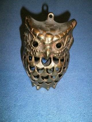 Vintage Brass Owl Hanging Candle Holder