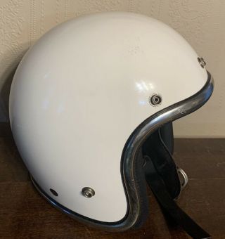 Vintage 1970’s Era Arthur Fulmer Af - 40 M White Full Face Motorcycle Helmet Vgc