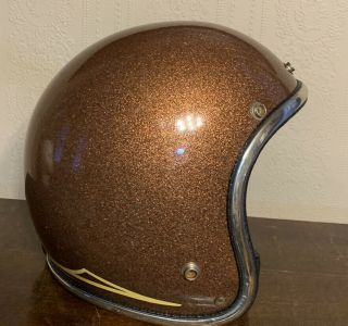 Arthur Fulmer Af - 20 M Gold Copper Glitter Pinstriped Vintage Motorcycle Helmet