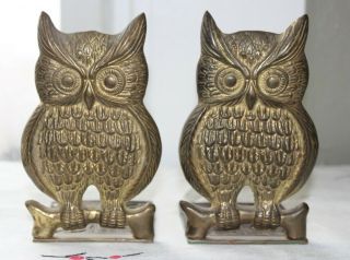 Vintage Mcm Rosenthal Netter Brass Owl Bookends Set 2 Vintage Owls