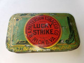 Antique Circa 1900 Lucky Strike Cigarette Tin R A Patterson Tobacco Co Virginia