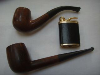 2 Old Pipes & Display Lighter / Foreign Real Briar / 4 Freedoms Made In France