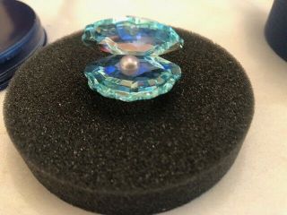 Swarovski Crystal Blue Clam Shell With Pearl