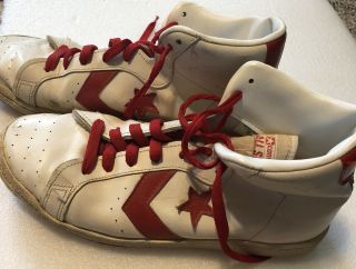 Vintage 70s 80s Converse All Star Leather High Top Basketball Sneakers Shoes.  10