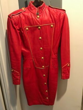 Michael Hoban Red Leather Dress Vintage