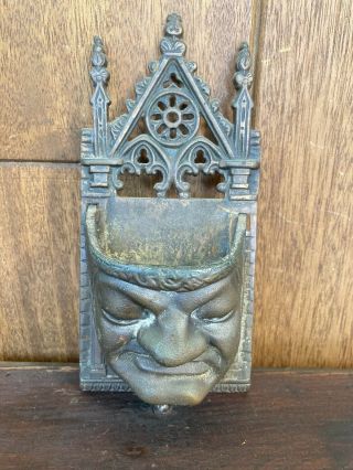 Antique Vintage Gothic Medievel Monk Brass Or Bronze Match Safe