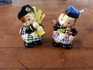 Vintage Py Miyao Japan Scottish Bagpipe Players Salt And Pepper Shakers