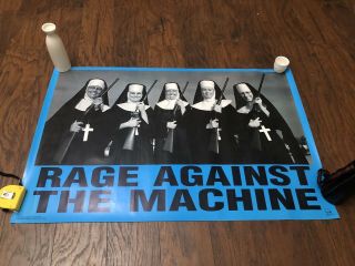 Vintage 1997 Funky Rage Against The Machine Poster Nuns With Guns 34x22