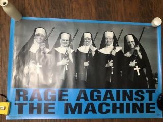 Vintage 1997 Funky Rage Against The Machine Poster Nuns with Guns 34x22 2