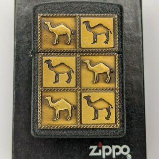 1994 Zippo Brass Camel " The Herd " Lighter Black Crackle Unfired Joe Vtg Smoke E3