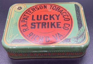 Antique Circa 1900 Lucky Strike Cigarette Tin R A Patterson Tobacco Co