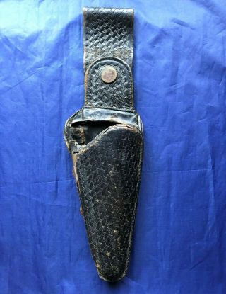 Vintage Safety Speed Holster Clamshell Leather Basket Weave Police Lapd Adam 12