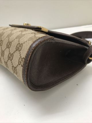 Authentic vintage Gucci GG monogram canvas brown leather crossbody shoulder bag 6