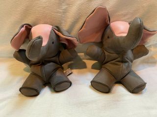 Sandy Vohrs Leather Zoo Elephant Book Ends Very Heavy Collectible