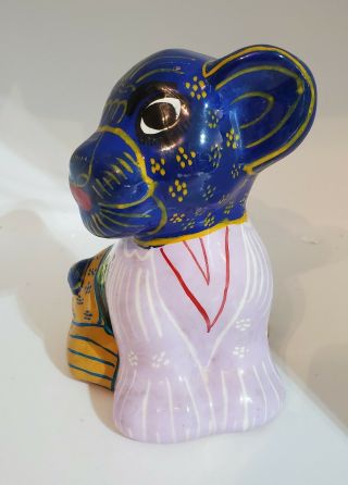 Vintage Lion Tiger Cub Cat Glazed Ceramic Figurine Bank Made In Mexico 7 
