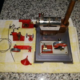 Vintage Wilesco D 12 Model Toy Steam Engine With Accessories Made West Germany