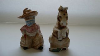 Vintage Cowboy And Horse Salt & Pepper Shakers @3inch.