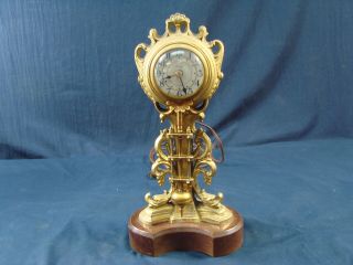 Vtg United Golden Electrical Pedistal Clock Model 345