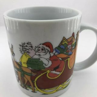 Christmas Holiday Mug Coffee Tea Cup Santa Sleigh Reindeer Elves North Pole Gift