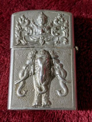 Vintage Sterling Silver Siam Lighter Zippo Insert Elephant Ganesh