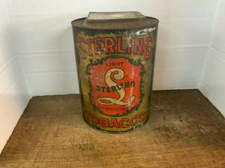 Vintage Sterling Light Cut Tobacco Tin - General Store Counter Bin