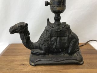 Antique Vtg Cast Iron Camel Lamp 1920s Art Deco Egyptian Moroccan Small,  Bedside 2