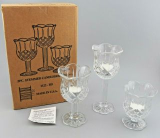 Home Interiors 3 Pc.  Stemmed Candleholders Set Homco 1122 - Bd Tulip Cups Euc