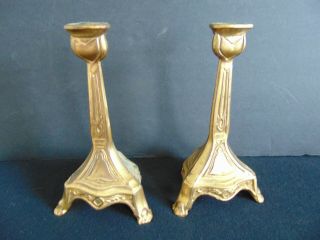 Antique Gilt Brass / Bronze Art Nouveau Candlesticks