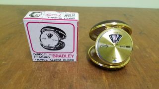 Vintage Bradley Direct Read Travel Alarm Clock 4844 Brown