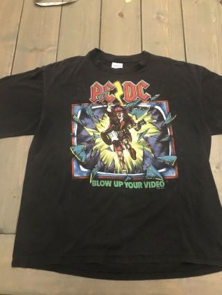 Vintage 1988 Ac/dc Blow Up Your Video World Tour T Shirt X - Large (46 - 48)