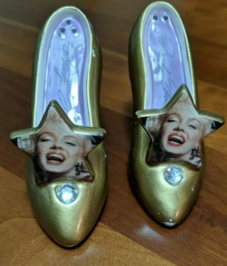 Marilyn Monroe Salt And Pepper Shakers Gold High Heel Shoes Vtg Estate Of M.  M.
