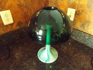 Vintage Mcm Gilbert Softlite Clear Green Top / Swirl Base Plastic Mushroom Lamp