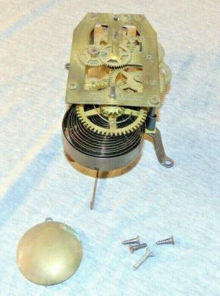 Antique British United Clock Company Brass Wall Clock Movement W/ Pendulum