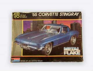 ‘65 Corvette Stingray Blue Metal Flake Monogram Model Car Kit 1/8 Scale Read