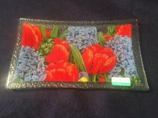 Peggy Karr Spring Flowers Tulips Crocuses Tray Signed 9 1/2 X 5 1/2 W/ Box Euc