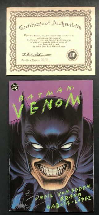 Batman: Venom (1993) Nm Signed Jose Luis Garcia - Lopez 73/2000 Dennis O 