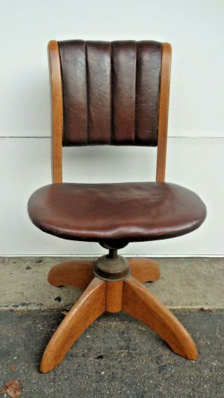 100 Year Old Gunlocke Office Chair W/ Leather Seat & Back.  Needs